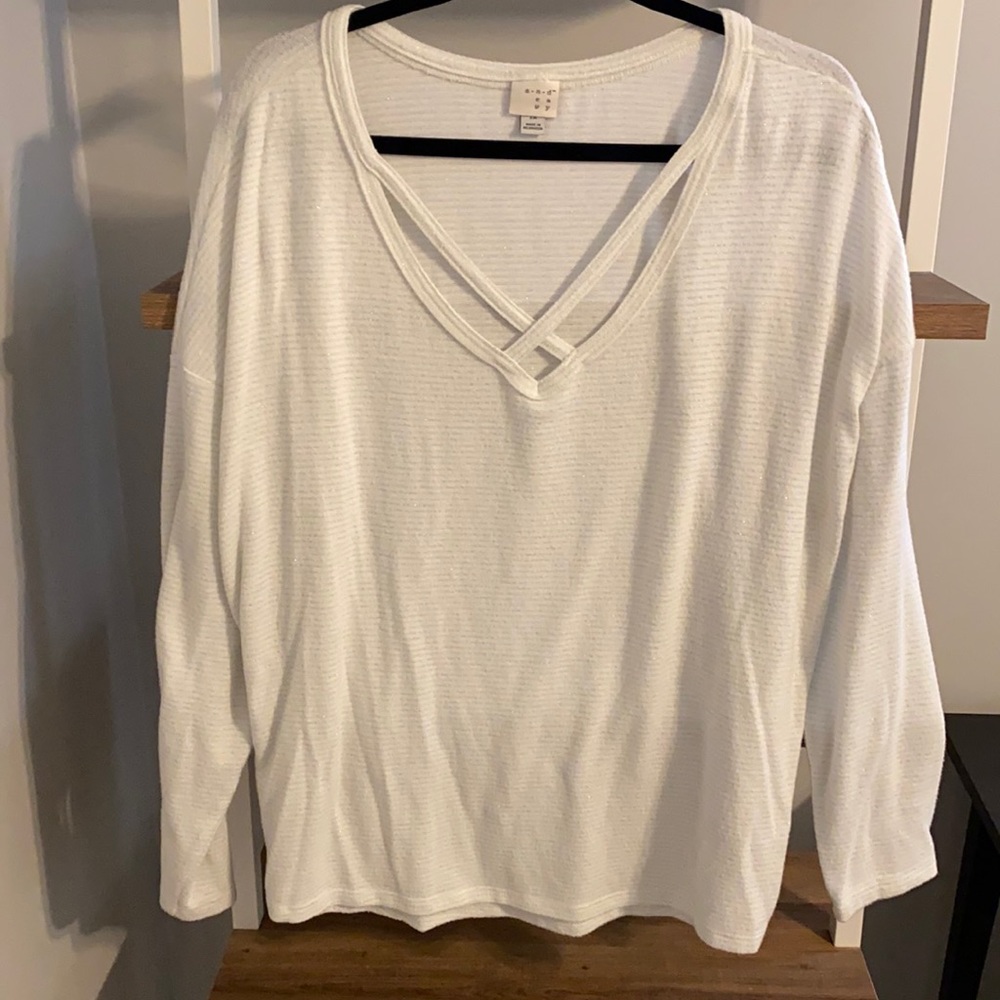 White and glitter stripe sweater